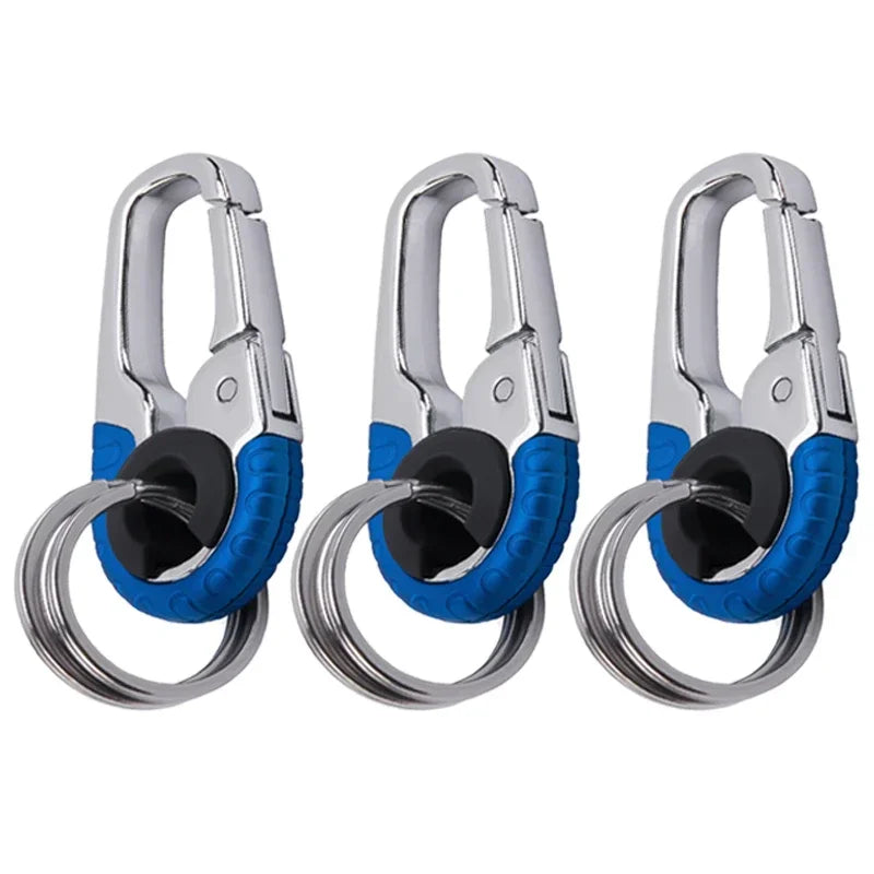 Keychain Buckle for Men Stainless Steel Key Ring Key Chain Hook Outdoor Carabiner Climbing Keyfob Accessories - 3pcs blue