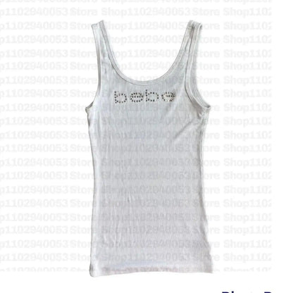 Vintage Sleeveless Tank Top Letters Summer Print Personality Crop top Sleeveless Slim Streetwear Punk Y2K Baby Tee Short Slee