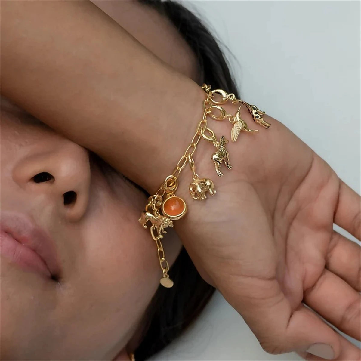 Animal Series Pendant Stainless Steel DIY Small Pendant Vacuum Plated 18K Gold Color Preserving Accessory in Furnace