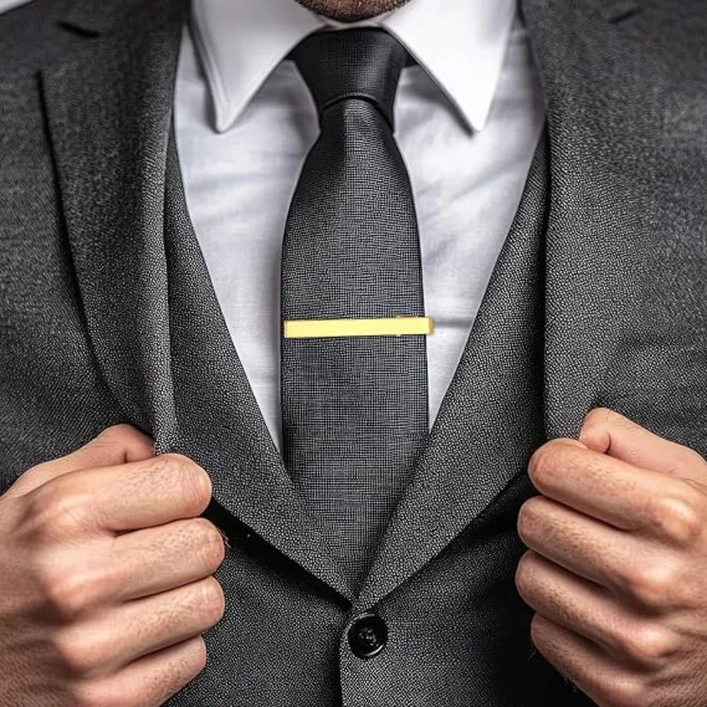 Elegant Classic Men's Tie Clip Lightweight Portable Tie Pin Metal Necktie Bar Dress Shirts Accessories for Wedding Ceremony