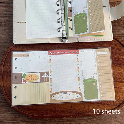 10 Sheets M5 Three Fold Loose Leaf for Punching Holes on the Inner Pages of the Core, Weekly Plan Manual Account, Foldable
