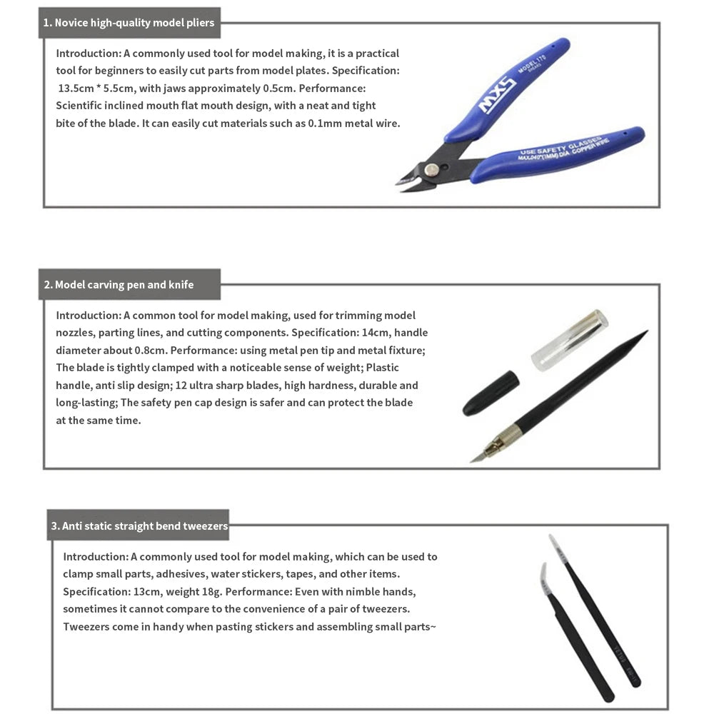 DIY Model Making Basic Tools for Craft Model Car Hobby Building Repairing Assembly Tool Handmade Scissors Tweezers Building K
