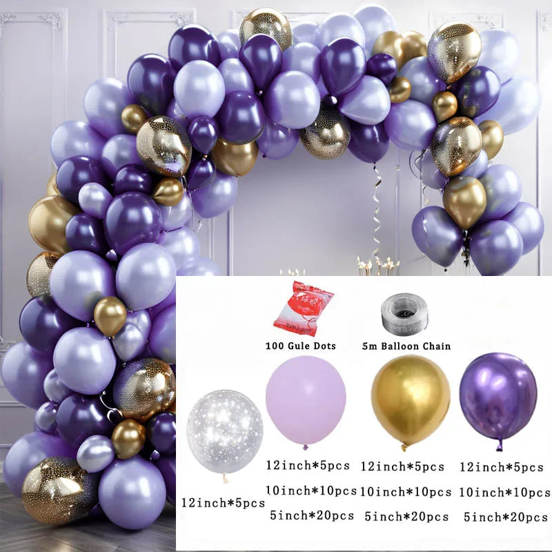 Purple Metal Latex Confetti Balloons Wedding Decoration Matte Globos New Year Birthday Party Decorations Baby Shower Supplies