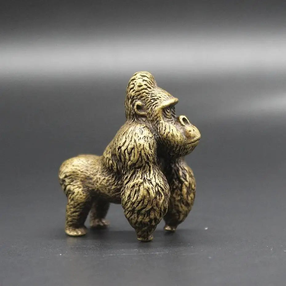 1 Pcs Antique-style Brass Golden Monkey Tea Table Tea Pet Office Desktop Animal Decorative Figurine Cast Bronze Ornament