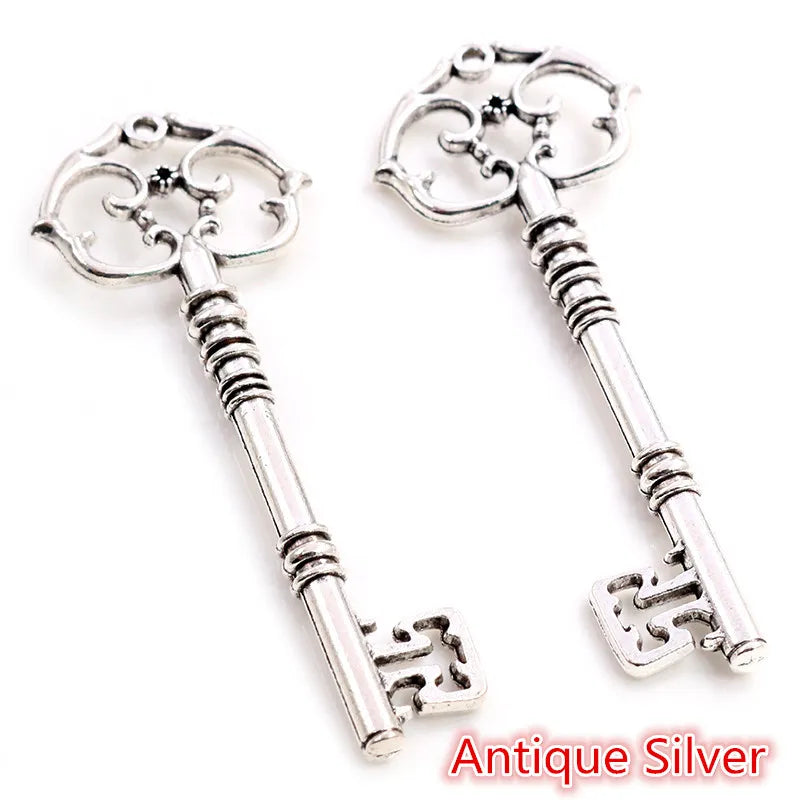 83x31mm 2pcs Bronze Green Gold Colors Antique silver color Plated Key Handmade Charms Pendant:DIY for bracelet necklace - Ant