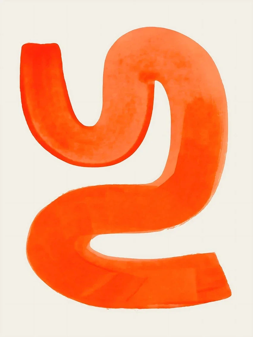 Minimalist Mid Century Watercolor Brush Strokes Poster Abstract Orange Canvas Print Painting Wall Art Picture Living Room Dec