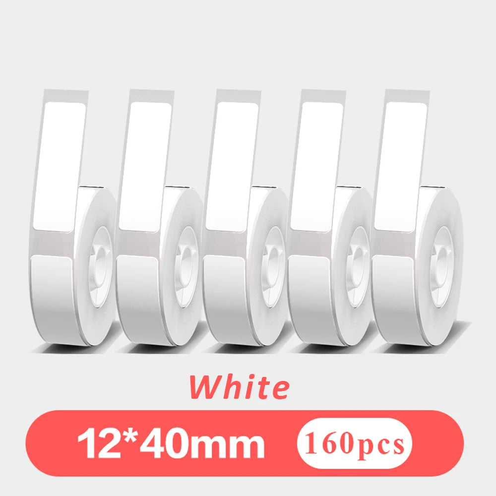 5 rolls of white portable label paper, self-adhesive thermal printer stickers, multi-purpose label stickers