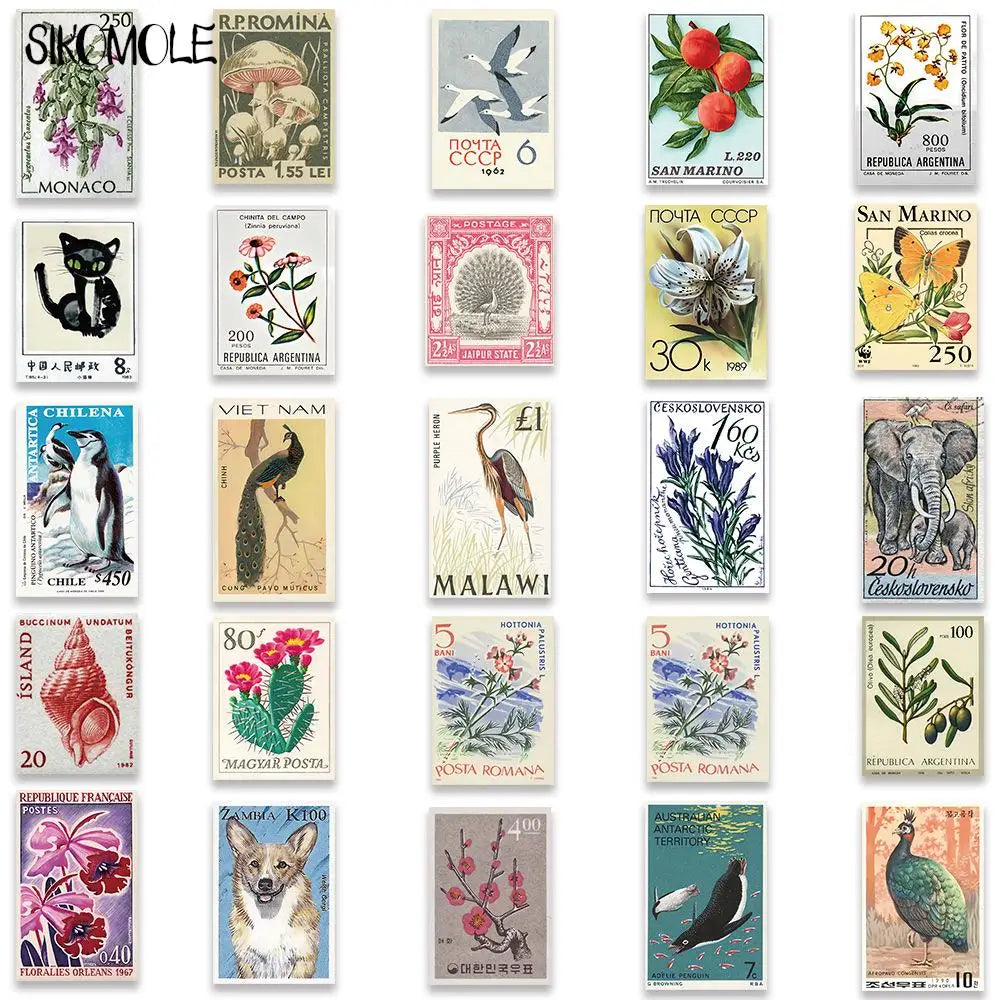10/30/50PCS Cartoon Retro Art Stamps Stickers Japanese Style DIY Travel Luggage Guitar Fridge Laptop Graffiti Sticker Kid Dec