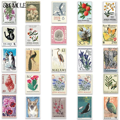 10/30/50PCS Cartoon Retro Art Stamps Stickers Japanese Style DIY Travel Luggage Guitar Fridge Laptop Graffiti Sticker Kid Dec