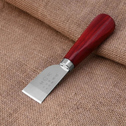 DIY Leathercraft Tool Wooden Handle Stainless Steel Leather Cutting Knife Leather Shovel Knife for Leather Working