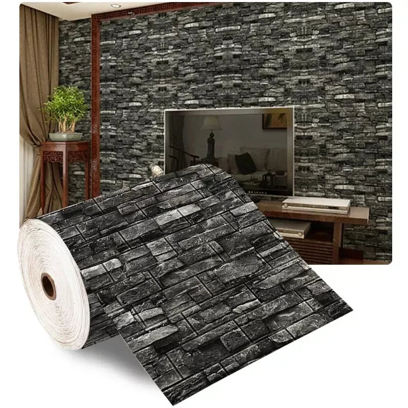 70cmx1/5/10m 3D Wallpaper Decoration Self-adhesive Antique Foam Brick Wallpaper Living Room Bedroom Waterproof 3d Wall Sticke
