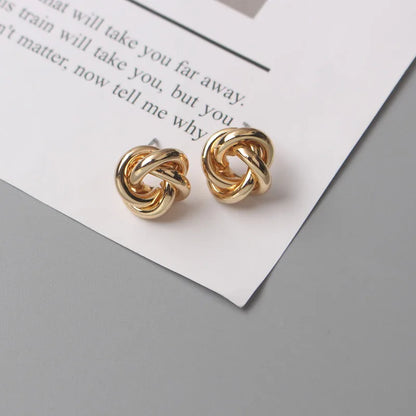 Tiny Metal Stud Earrings for Women Gold Color Twist Round Earrings Small Unusual Earrings Boucles D'Orailles Fashion Jewelry