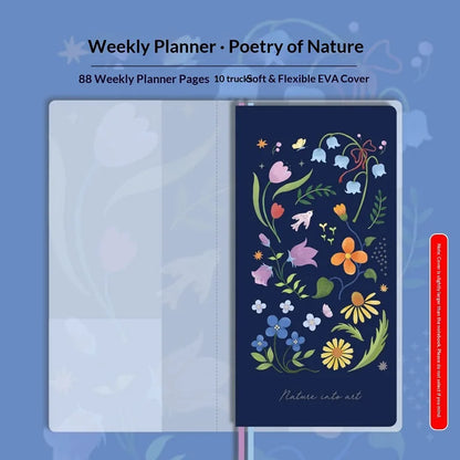 Kinbor Cute Agenda Undate Weekly Daily Planner Slim Illustrated Self-fill Notebook Weekly To Do List Hardcover Two Page Per W