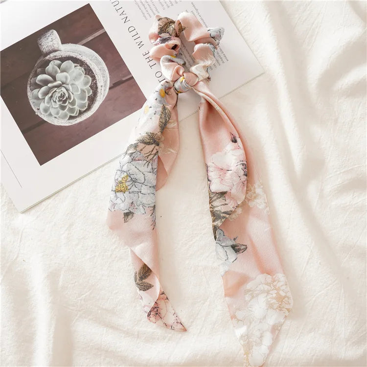 2022 Summer Vintage Print Flower Beach Bandana Hair Scarf Fashion Elastic Rubber Headbands for Women Girl Hair Accessories - 