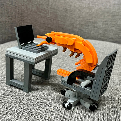 MOC Building block shrimp model figurines, puzzle assembly, boys and girls randomly mixing, Internet celebrity creative parod