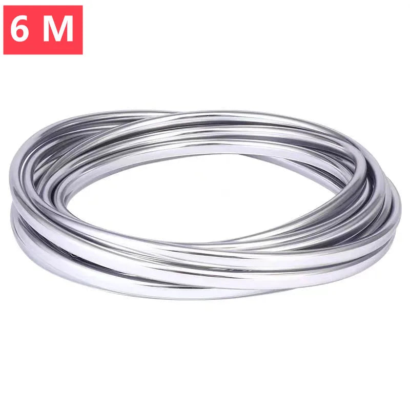 3/6M Car Door Chrome Moulding Trim Strip Edge Scratch Guard Protector Cover Strip Roll Chrome Styling Moulding Trim Strip - 6