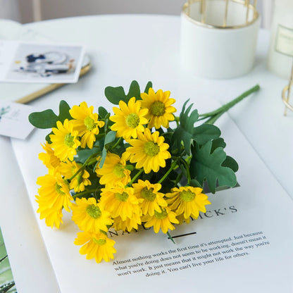 21 Heads Artificial Flower Autumn Silk Daisy Bouquet Decor Vase Home Wedding Decor Household Products Holiday Party DIY Gift 