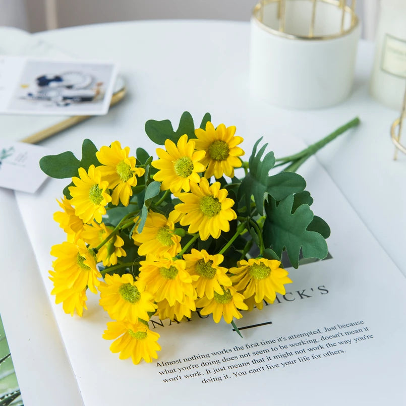 21 Heads Artificial Flower Autumn Silk Daisy Bouquet Decor Vase Home Wedding Decor Household Products Holiday Party DIY Gift 