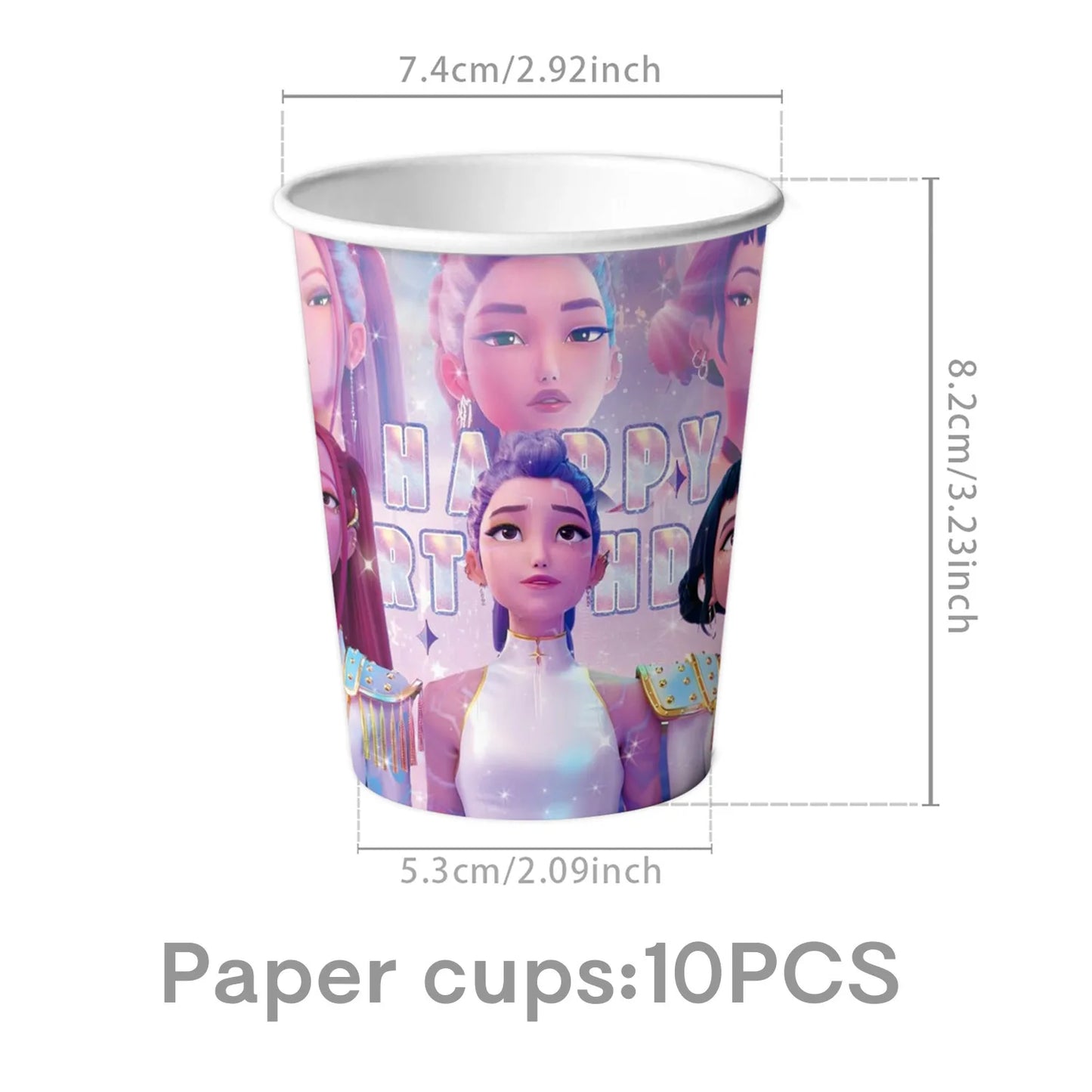 K-Pop Theme Disposable Tableware Set for Kids Birthday Baby Shower Party - Paper Plates Cups And Tablecloth with Birthday Ban