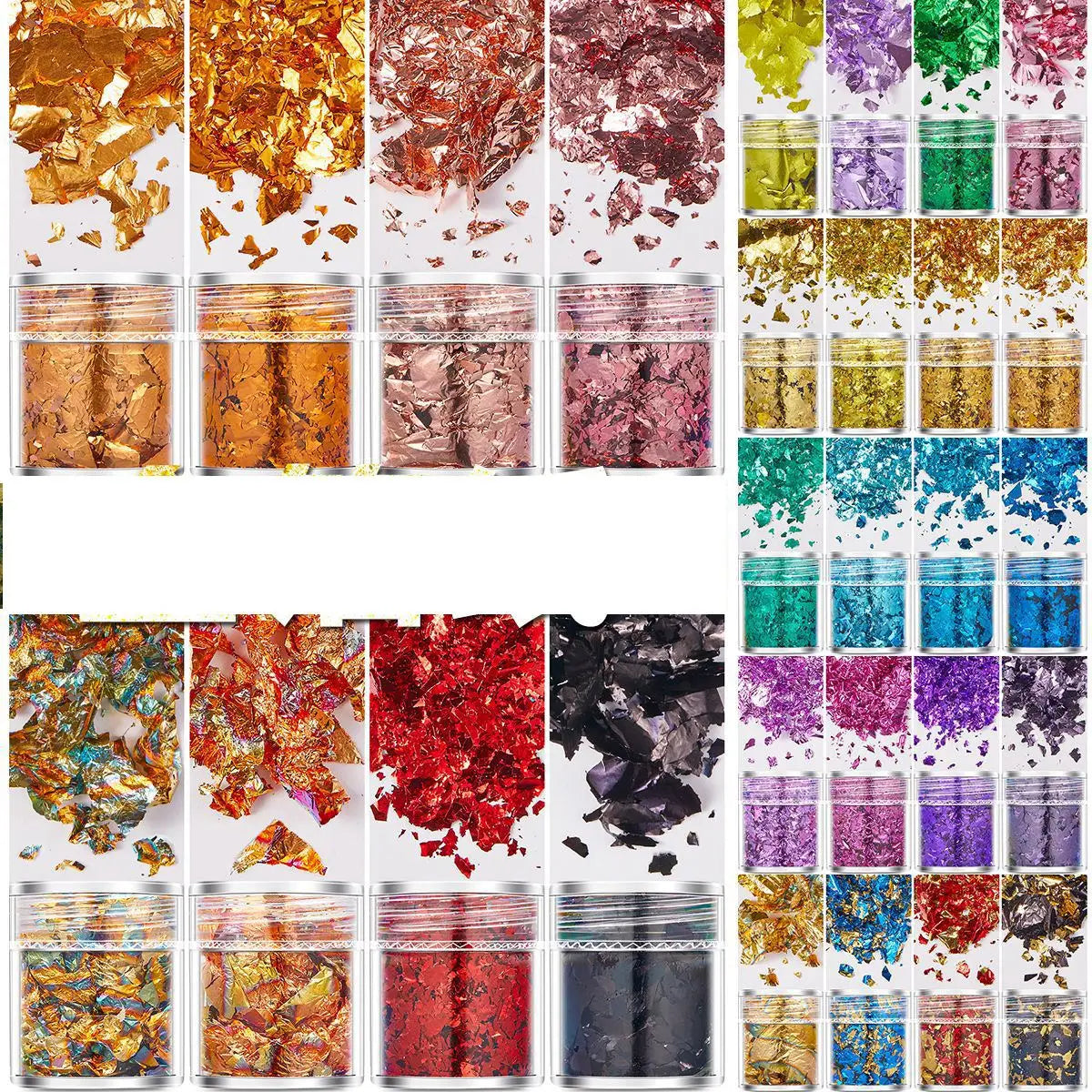 4Bottles/Set Gold Foil Leaf Flake Craft For Epoxy Resin Mold Jewelry Making Decoration Gold Foil Paper Nail Art Glitter Suppl