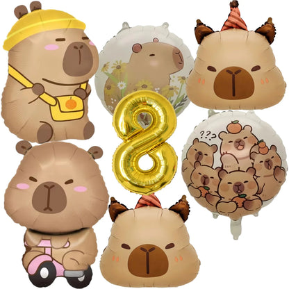 Birthday Decoration Capybara Birthday Invitation Card Cup Tablecloth Plate Napkin Poster Baby Shower Birthday Girl Party Favo