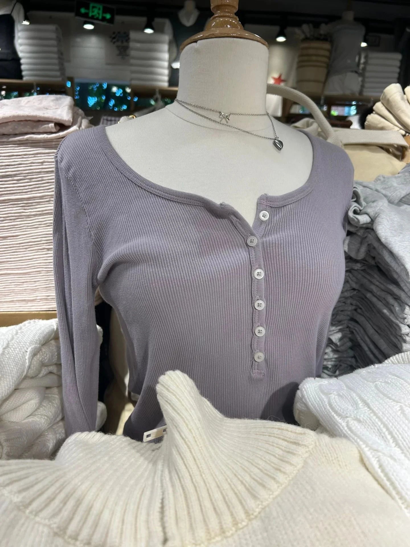 Six Buttons Ribbed Long Sleeve T-shirts Women Spring Round Neck Cotton Slim Tee Top Female Sweet Cute Pink Tshirt Y2k Tops Ne
