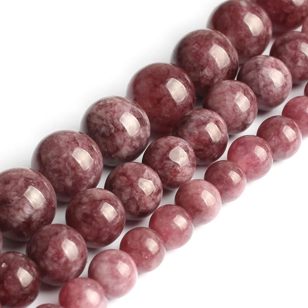 4-14mm Natural Black Volcanic Lava Stone Round Beads 15" Pick Size For Jewelry Making diy Bracelet - Lepidolite / 4mm 95pcs b