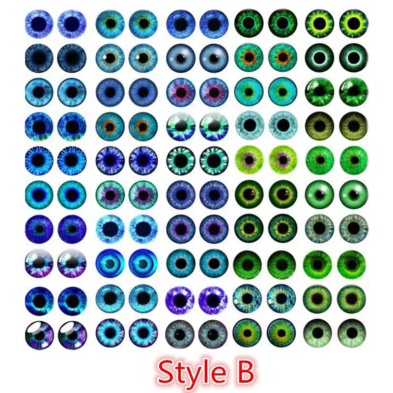 100pcs/50pairs Dragon Eyes Cat Eye Toys Glass Cabochons Dome 6mm 8mm 10mm 12mm Handmade DIY Jewelry Making Accessories Findin