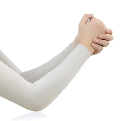 1 Pair Summer Long Ice Silk Arm Sleeves Sun UV Protection Hand Protector Cover Sunscreen Outdoor Elastic Half Finger Gloves S
