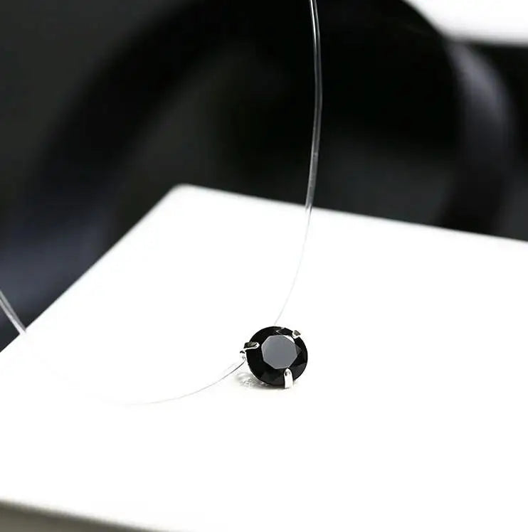 Fashion Shiny Crystal Necklace Zircon Pendant Transparent Fishing Line Invisible Ladies Necklace Jewelry Clavicle Chain Chock