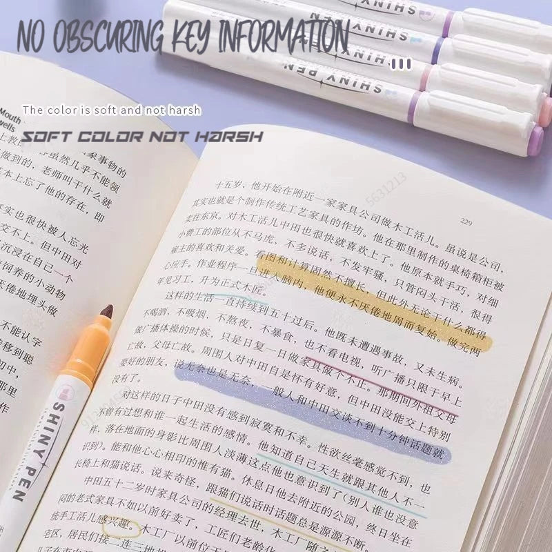 4 Colors/box Kawaii Glitter Highlighter Pen Pastel Fine Pastel Highlighter Marker Scrapbook Painted Stationery School Supplie