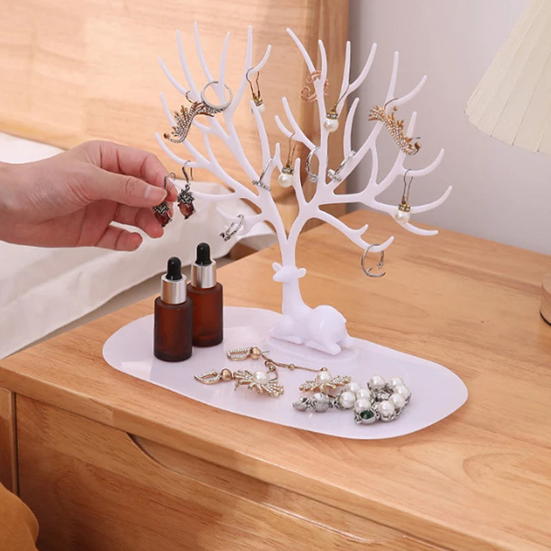 Jewelry Display Stand Tray Tree Storage Racks Earrings Necklaces Rings Jewelry Boxes Case Desktop Organizer Holder Make Up De