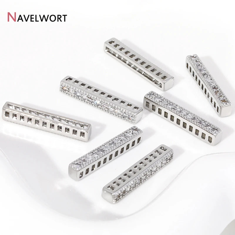 18K Gold Plated Brass Spacer Bars,Cuboid Rows Separator,Inlaid Zircon Accessories DIY Spacer Bars,Supplies For Jewelry