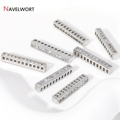 18K Gold Plated Brass Spacer Bars,Cuboid Rows Separator,Inlaid Zircon Accessories DIY Spacer Bars,Supplies For Jewelry
