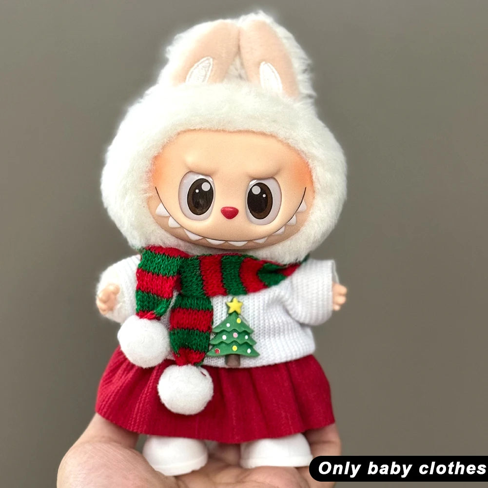 17cm Cute Mini Plush Doll'S Clothes Outfit Accessories For Korea Kpop Exo Labubu Idol Dolls Christmas Knitted Sweater Kid Gif