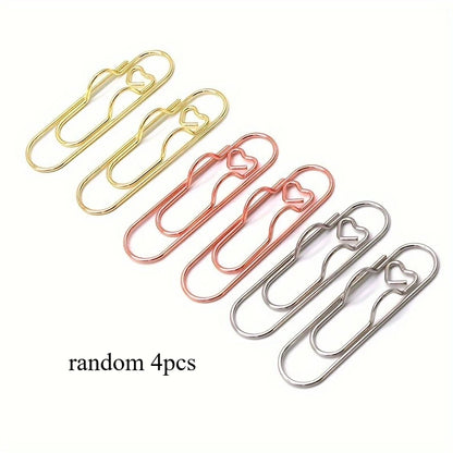 4Pcs Multifunctional Love Pen Clip, Portable Hanging Pen Button Fixed Seat Paper Clip for Notebook Stationery Accessories