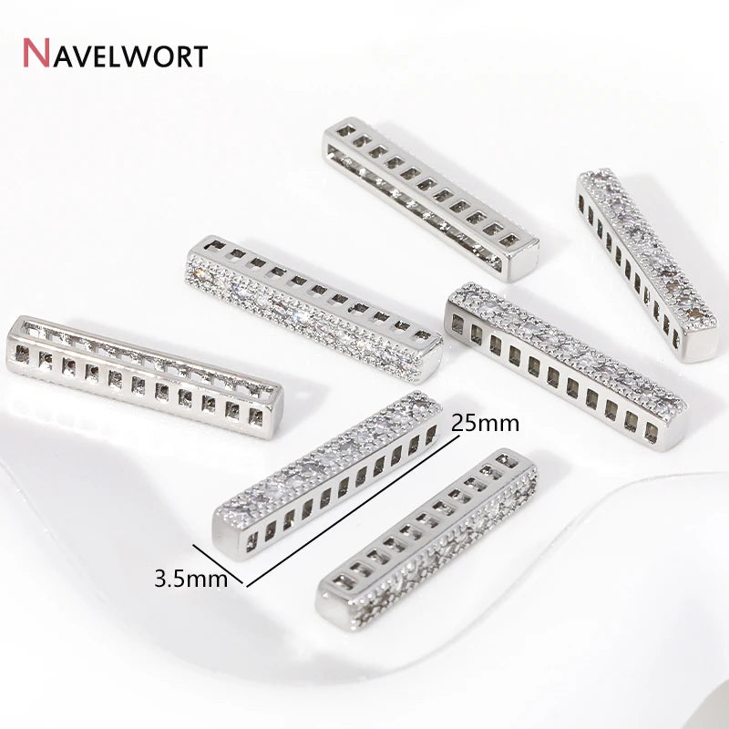 18K Gold Plated Brass Spacer Bars,Cuboid Rows Separator,Inlaid Zircon Accessories DIY Spacer Bars,Supplies For Jewelry