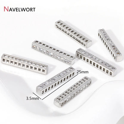 18K Gold Plated Brass Spacer Bars,Cuboid Rows Separator,Inlaid Zircon Accessories DIY Spacer Bars,Supplies For Jewelry
