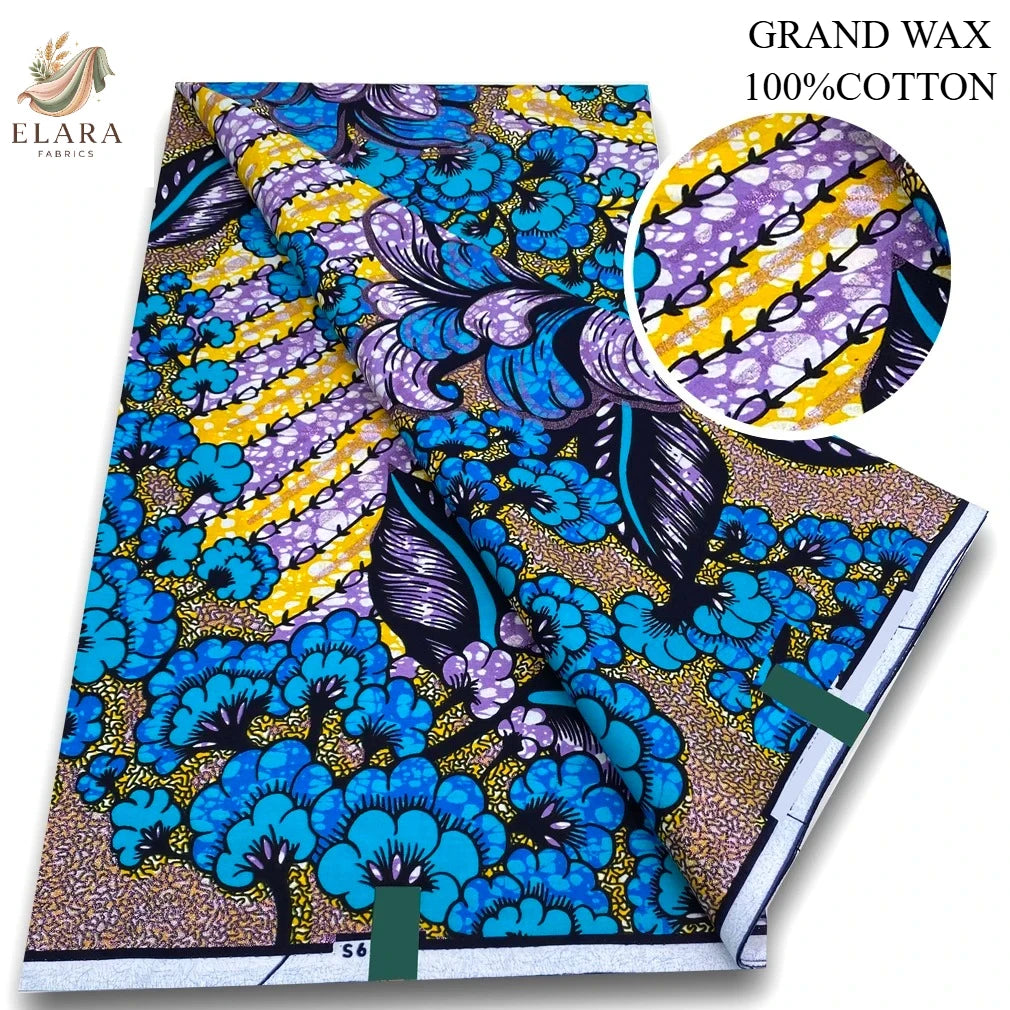 6Yard Pink Super African Grand Wax Fabric Flash Pagne Glam Print Batik Tissu Ankara Glitter Wax Gold Cotton Material For Unif
