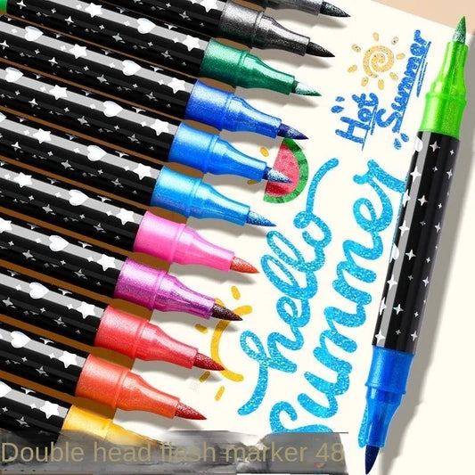 24/48/72/96 Colors Dual Brush Tip Glitter Art Markers Metallic Paint Marker Pens DIY Crafts Birthday Cards, Making Poster, Al
