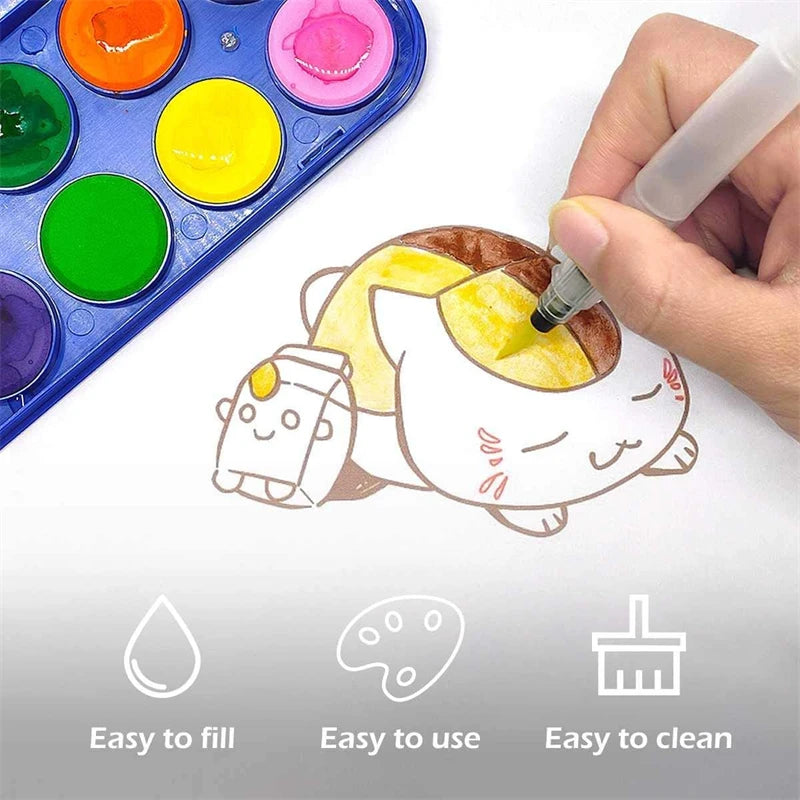 7/9/12pcs Watercolor Brush Pens Set Super Easy To Use And Fill For Water Soluble Colored Pencil Aqua Brush Pen For Beginners