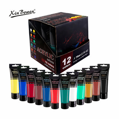 75ml Acrylic Paint for Wall Art Student DIY Graffiti Shoes Waterproof Sun Resistant Textile Painting Materials