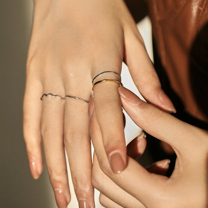 MODIAN 925 Sterling Silver Simple Fashion Stackable Ring Classic Wave Geometric Exquisite Finger Rings For Women Party Jewelr