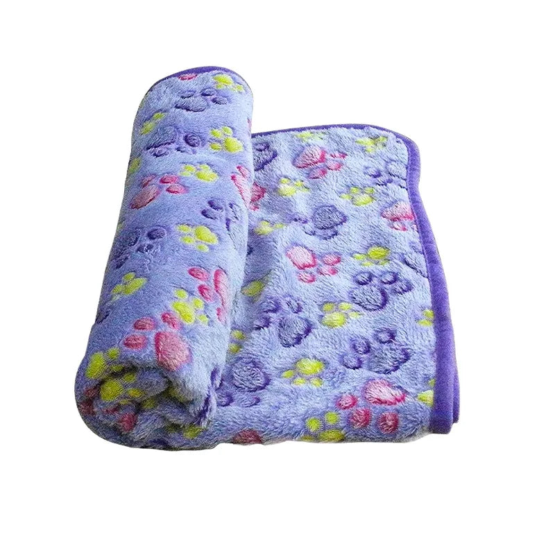 Soft Fluffy Pet Blanket Cute Cartoon Pattern Pet Mat Warm and Comfortable Blanket for Cat Dogs - PURPLE / L - 104x76cm
