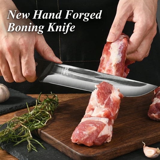 New Professional Hand Forged Boning Knife Slaughtering Knives- High Carbon Steel Meat Deboning Butcher Tool for BBQ & Kitchen