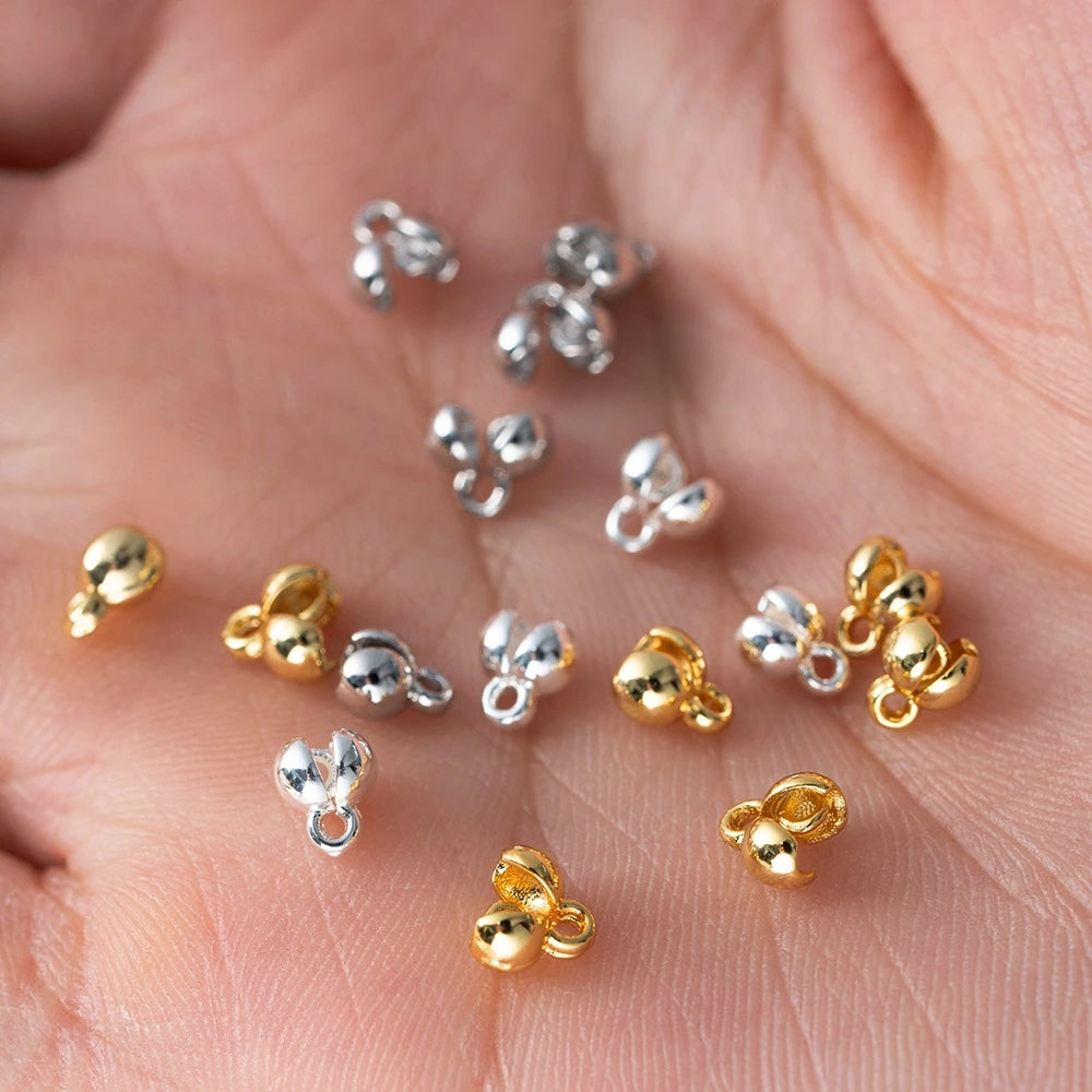 20Pcs 18K Gold Plated Brass Pearl Bracelet Ends Beads End Tips Connector For DIY Necklaces Earrings Jewelry Making Accessorie