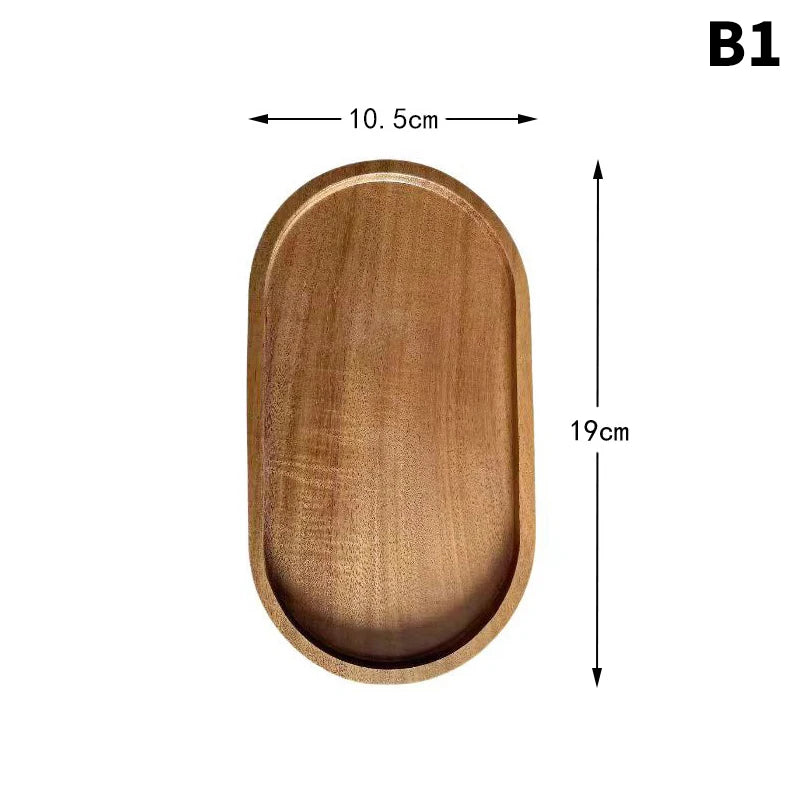 Tableware Solid Wood Food Tray Round Rectangle Dessert Plate Japanese-style Wooden Snack Fruit Tea Saucer Pallet Bread Board 