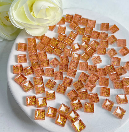 Mosaic Tiles for Crafts Blue Shine Assorted Color 50pcs Glass Glitter Mosaic Supplies Pieces Bulk Square Shape Home Decoratio