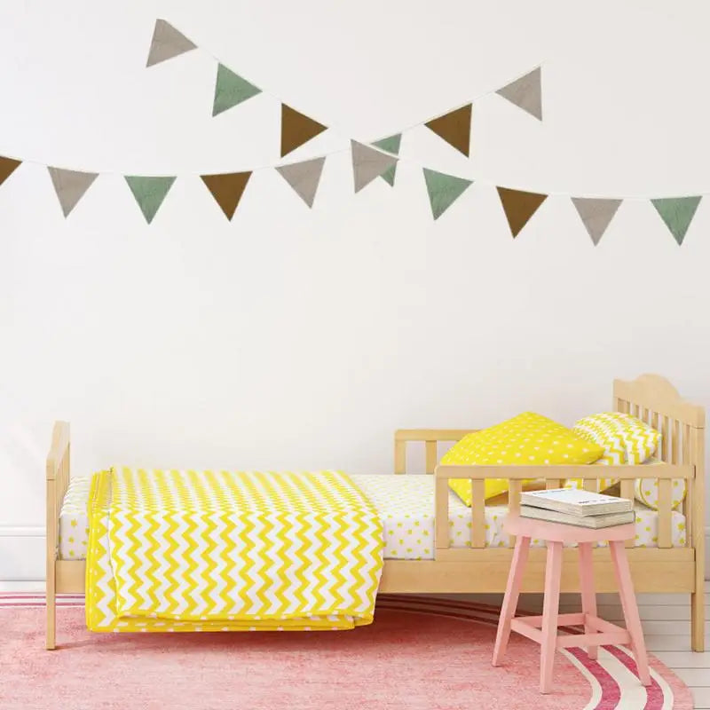 Pennant Banner Flags Nursery Bunting Banner Flags Washable Cotton Fabric Triangle Pennant Garlands for Living Room and Bedroo