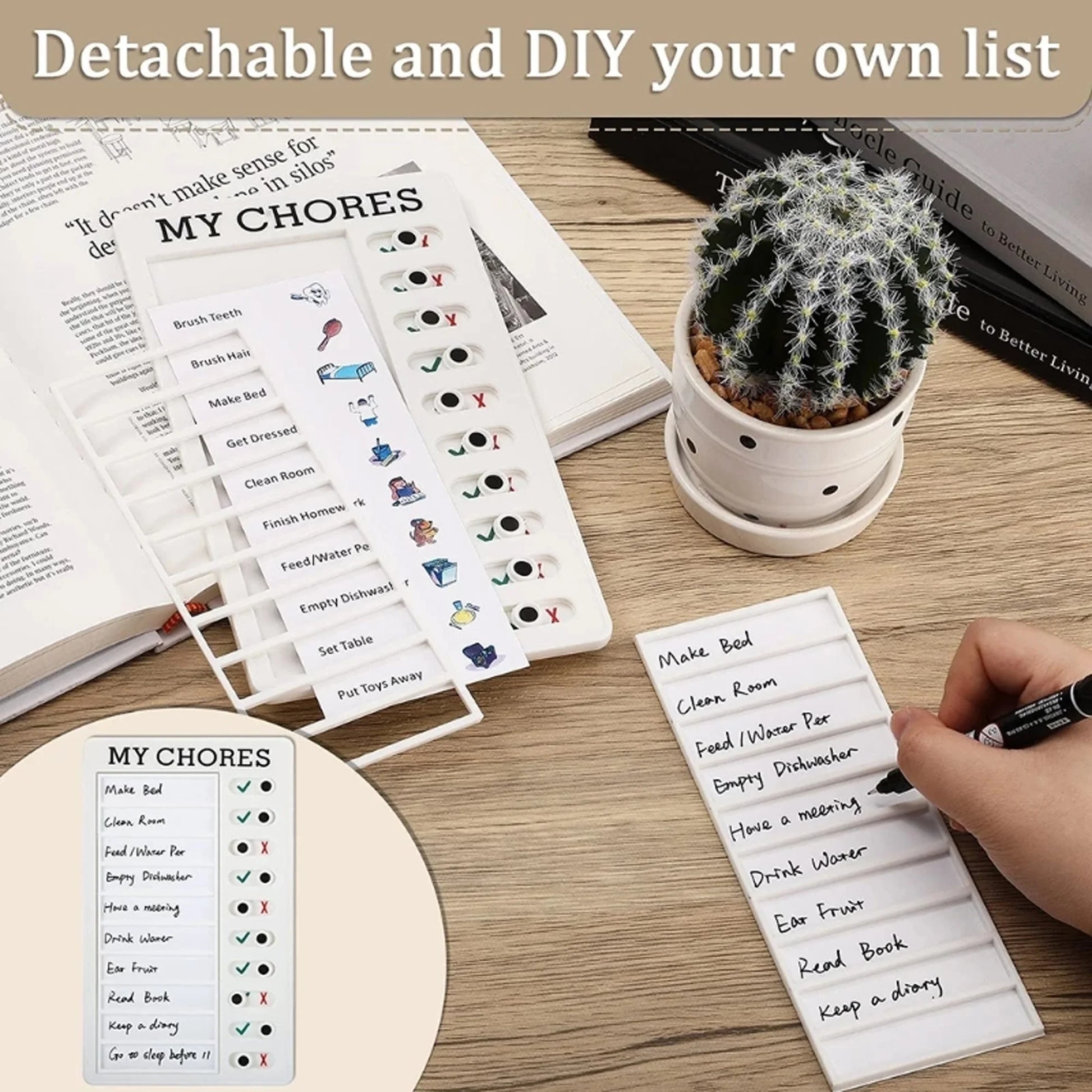 Reusable My Chores Checklist Task Board Daily Schedule Planner Memo Chore Chart Kid Responsibility Behavior Self Discipline C